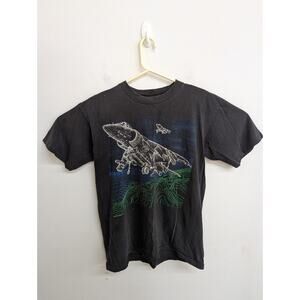 Vintage 80s 1986 Blackbird Harrier Graphic Shirt Double Sided Print Oneita XL